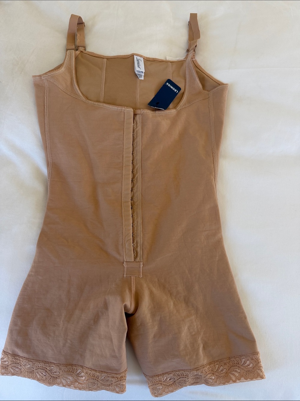 Leonisa Nude Shapewear One-Piece with Lace Trim